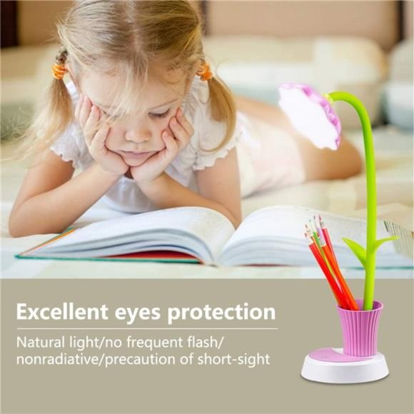 Desk Lamp for Kids Sunflower LED Charging Table Lamp Support Eye Protection - Picture 4 of 7